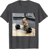 Hamster Deadlift Training Funny Cute Rat Weightlifting Meme T-Shirt - Dark Heather Grey