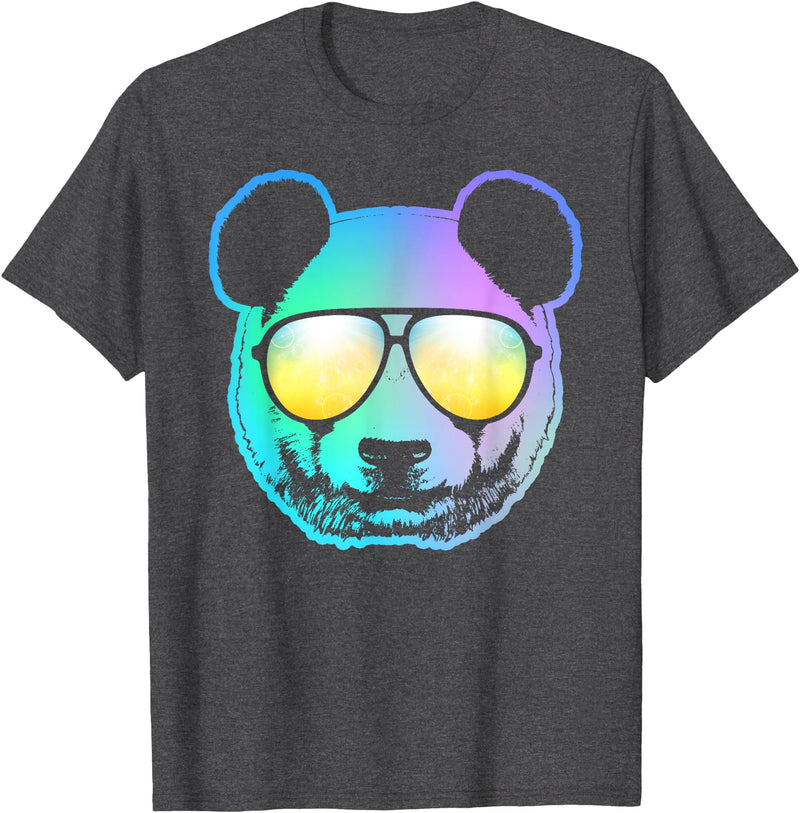 Panda Shirts Panda Neon Bear Face T-Shirt T-Shirt - Dark Heather Grey