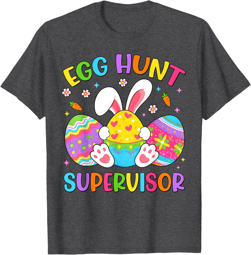 Easter Egg Hunt Supervisor Hunting Rabbit Easter Day Kids T-Shirt in Dark Heather Grey