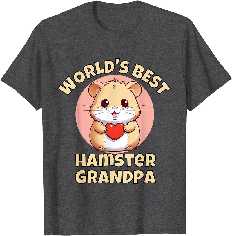 Cute World's Best Hamster Grandpa Grandfather T-Shirt - Dark Heather Grey