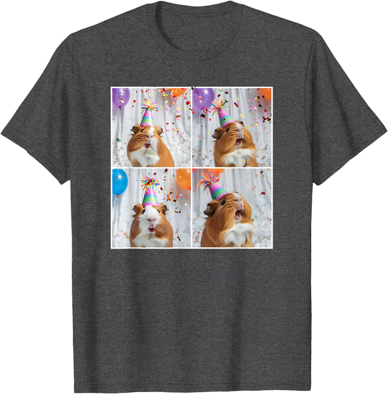 Animal Photobooth Love Guinea Pigs Men Women Kids Funny Guinea Pig Face Pet Cavy Mom Guinea Pig Birthday T-Shirt - Dark Heather Grey