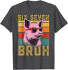 6 7 Pig Funny Animal Apparel Funny Pig 67 6 7 six Seven Meme Animal Retro Design T-Shirt - Dark Heather Grey