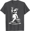 Funny Bunny Rabbit Rock on Men Women Kids Easter Day T-Shirt in Dark Heather Grey