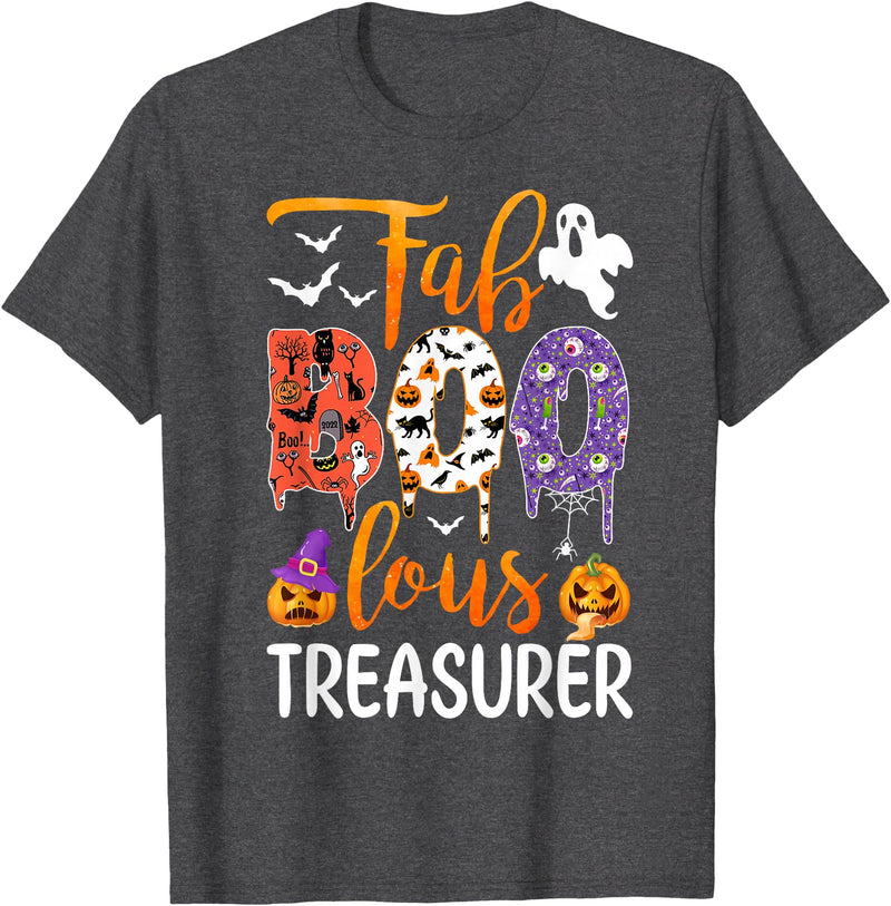 Fab Boo Lous Halloween Costume Fab Boo Lous Treasurer Boo Ghost Pumpkin Halloween T-Shirt - Dark Heather Grey