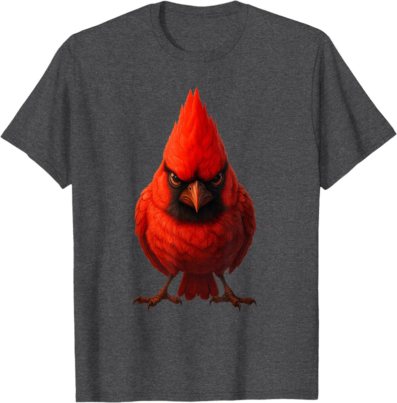 I just really like animals Angry Cardinal Artwork Red Bird Nature Wildlife Graphic T-Shirt - Dark Heather Grey