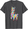 Rainbow Llama Love Pastel Hearts Kawaii Colorful Rainbow Heart Llama Kawaii Cute T-Shirt - Dark Heather Grey