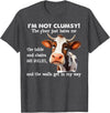 Funny Cow I'm Not Clumsy The Floor Tee Shirt Cow I'm Not Clumsy The Floor Just Hates Me The Table T-Shirt - Dark Heather Grey