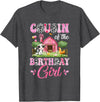 Cow First Birthday Girl Family Cousin Of The Birthday Girl 1St Birthday Cow Farm Family T-Shirt - Dark Heather Grey