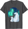 Northern Aurora Borealis Lights Designs Northern Aurora Borealis Lights Cute Polar Mother Bear Cub T-Shirt - Dark Heather Grey