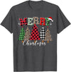 Merry Christmas Leopard Buffalo Red Plaid for Men Women T-Shirt - Dark Heather Grey