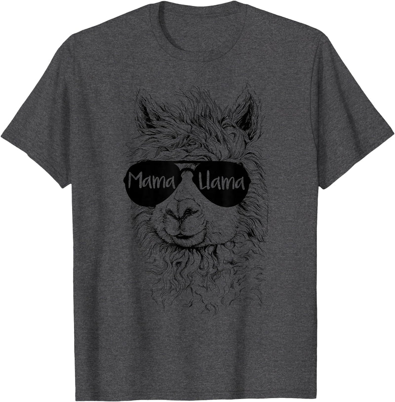 Mama Llama Funny Animal Apparel Llama Lover Mama Llama T-Shirt - Dark Heather Grey
