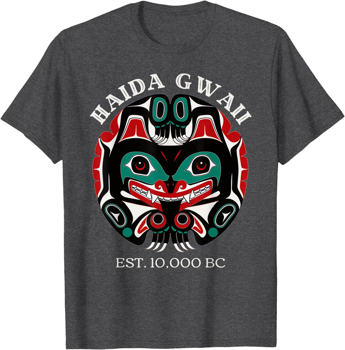 Tribal America Alaska Native American Art Tlingit & Haida Eagle Bear Spirit T-Shirt - Dark Heather Grey