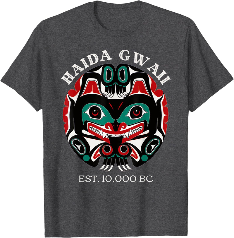 Tribal America Alaska Native American Art Tlingit & Haida Eagle Bear Spirit T-Shirt - Dark Heather Grey