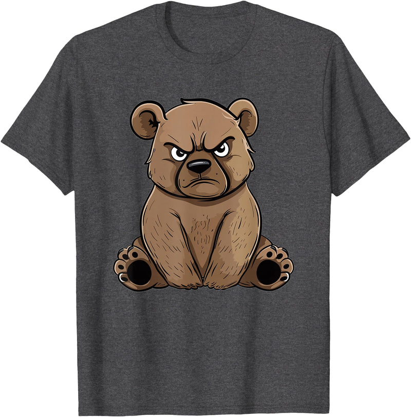Colorful Grizzly Bear Art I Kids Grizzly Bear Grumpy Grizzly Bear T-Shirt - Dark Heather Grey
