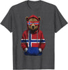 Cool Norwegian Roots Norway Norway Roots Bear Norge Norwegian Flag T-Shirt - Dark Heather Grey