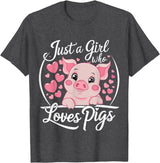 Funny Pig Lover & Owner Pig Lover Just A Girl Who Loves Pigs T-Shirt - Dark Heather Grey