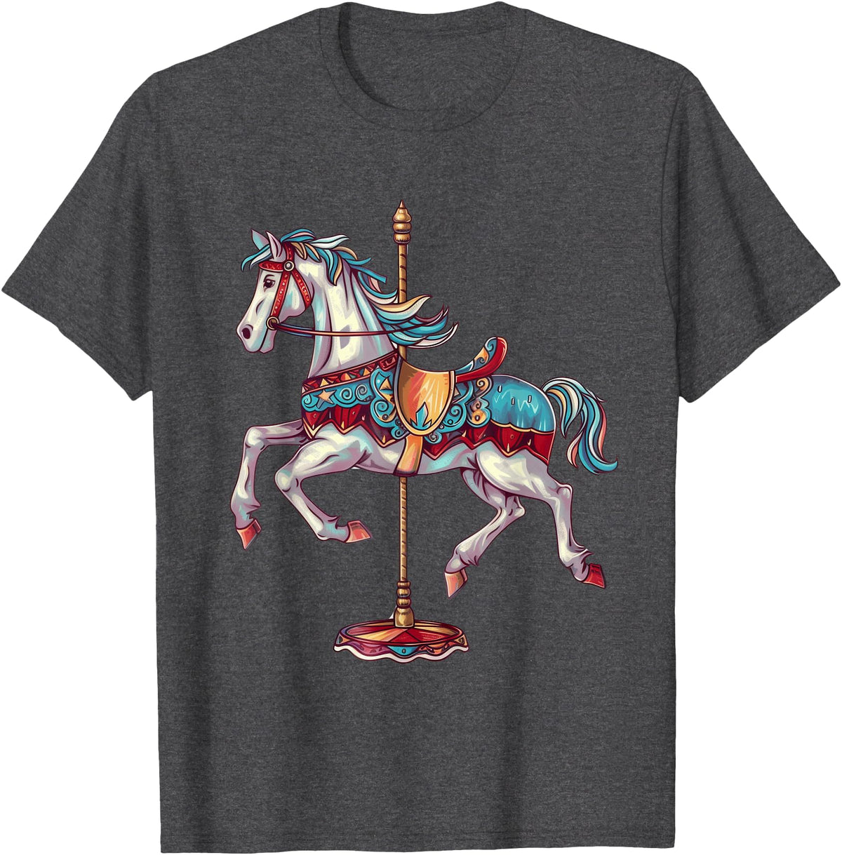 Carnival Carousel Horse Carousel Unicorn Designs Carnival Carousel Horse Carousel Unicorn T-Shirt - Dark Heather Grey