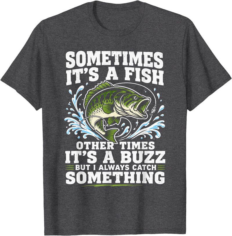 Fishing Graphic Tees Funny Bass Fishing Catch Quote T-Shirt - Dark Heather Grey