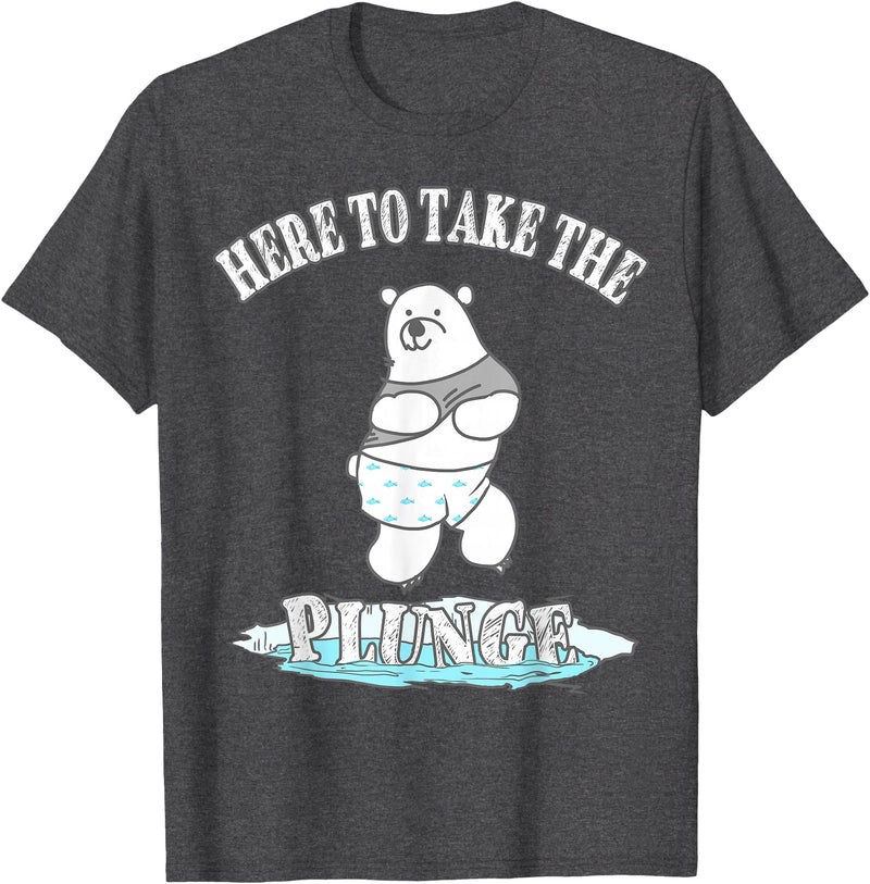 TLHM Polar Bear Gifts Here To Take The Plunge - Polar Bear Freezing Water Plunge T-Shirt - Dark Heather Grey
