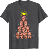 Piggy Go Cute Pig Christmas Tree Gift Shirt Farm Piggies T-Shirt - Dark Heather Grey