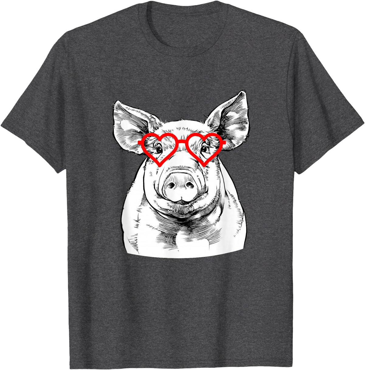 The Pawster Pig Valentines Day Farm Animal Lover T-Shirt - Dark Heather Grey