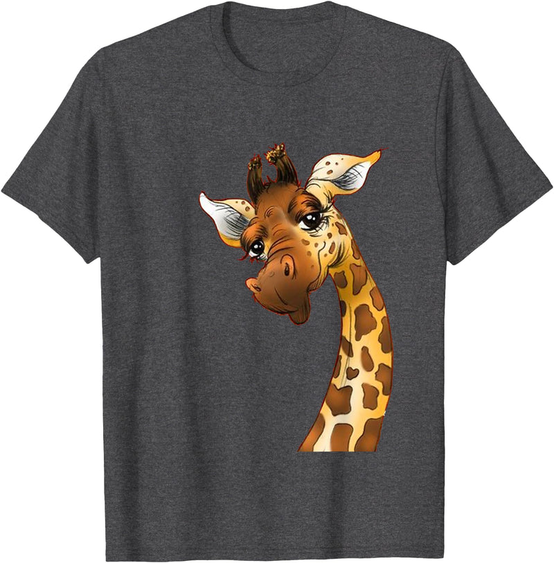 Funny giraffe t-shirt animal love zoo and safari Love giraffe Women wildlife giraffe Lovers tee for kids girl T-Shirt - Dark Heather Grey