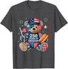 Patriotic Bear USA Vintage Co 250 Years of Freedom Patriotic Bear USA Retro T-Shirt - Dark Heather Grey