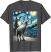 Artistic Pig Products Pig Star Gazer - Artistic Van Gogh Style Starry Night Pig T-Shirt - Dark Heather Grey