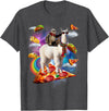 Funny Rainbow Sloth Llama in space Co. Sloth Llama Galaxy Pizza Taco Burrito Rainbow Funny Surreal T-Shirt - Dark Heather Grey
