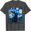 Bunny Rabbit Van Gogh Style Starry Night Cute Graphic T-Shirt in Dark Heather Grey