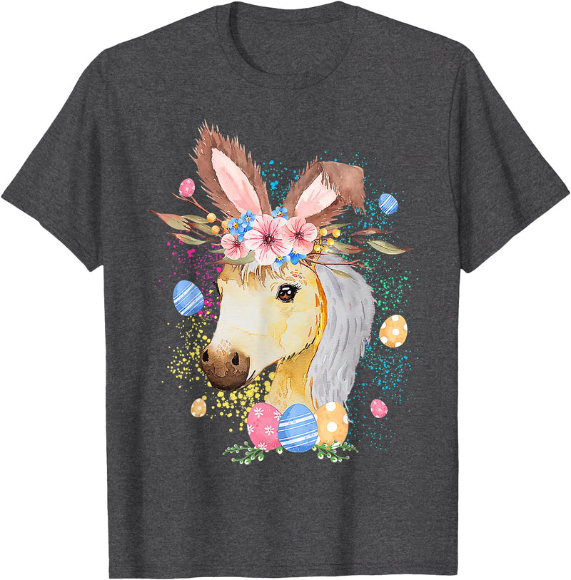 Happy Easter Bunny Horse Funny Rabbit for Men Women Kids T-Shirt in Dark Heather Grey