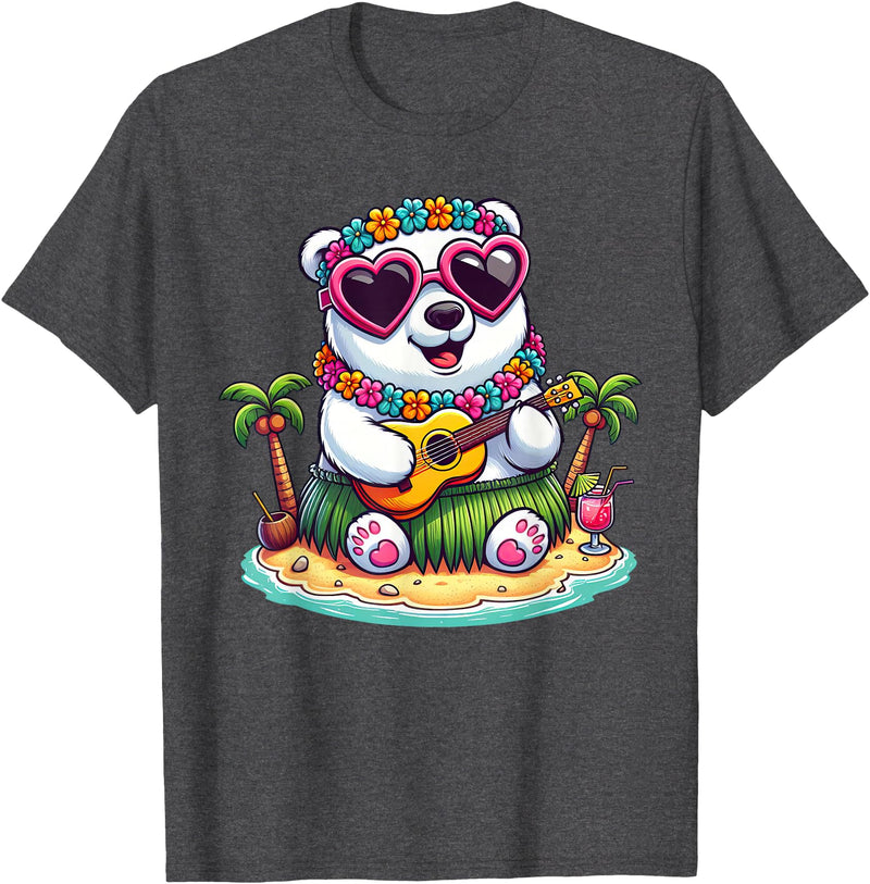 Hawaii Polar Bear Summer Costume For Women Men Polar Bear Hawaiian Costume Kids Summer Vacation Polar Bear T-Shirt - Dark Heather Grey