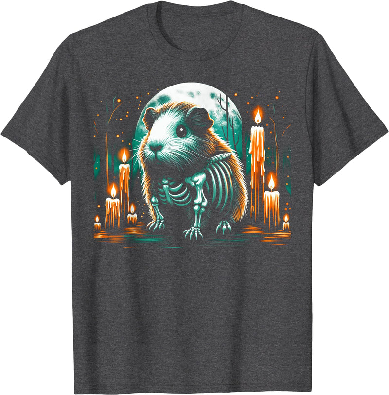 The Skeleton Animals Halloween Art Cool Guinea Pig Skeleton Halloween Christmas Birthday T-Shirt - Dark Heather Grey
