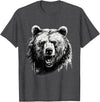Forest Animal Art Bear Animal Art Portrait Wildlife Nature Artwork Drawing T-Shirt - Dark Heather Grey