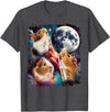 Magic Moon Three Guinea Pig Moon | 3 Guinea Pig Moon Funny Cursed Meme T-Shirt - Dark Heather Grey