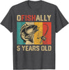 Vintage Fishing Fisherman Birthday Gifts Ofishally 5 Years Old Funny Fishing Birthday Fisherman T-Shirt - Dark Heather Grey