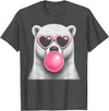 Retro Bubblegum Polar Bear Lover Polar Bear Pink Heart Sunglasses Funny Bubble Gum T-Shirt - Dark Heather Grey