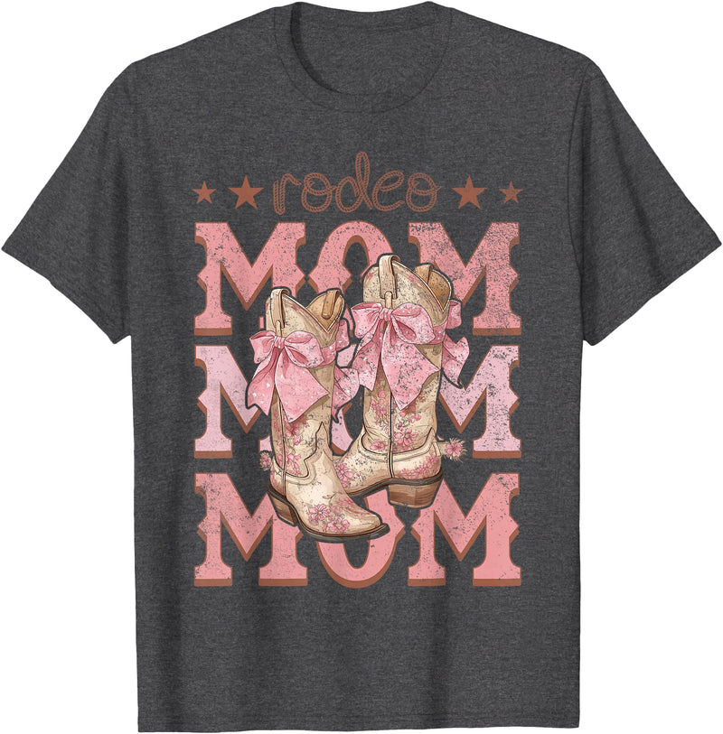 Country CowGirl Western Family Matching Rodeo Mom Pink Boots Coquette Cow-Girl Birthday Party T-Shirt - Dark Heather Grey