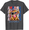 Cute Cow Creations Highland Cow 4th of July, Patriotic Cowgirl Bow Design T-Shirt - Dark Heather Grey