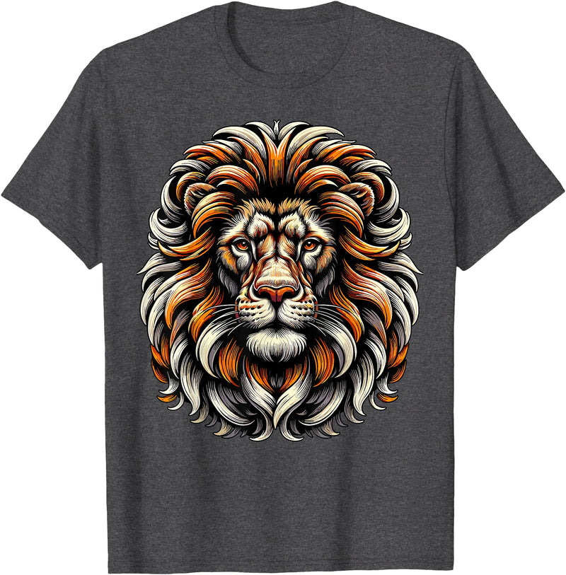 Lion Lover Face Wild Animal Lion Face Animal Lion T-Shirt - Dark Heather Grey
