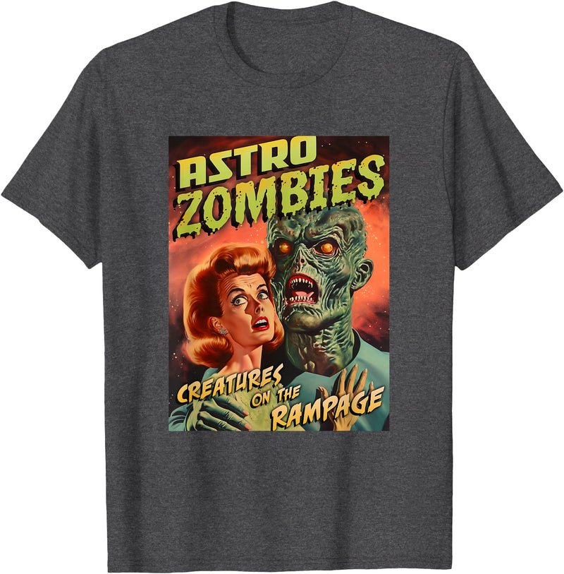 Last Gasp Graphics Astro Zombies 1950s Horror Comic Cover T-Shirt - Dark Heather Grey