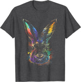 Rabbit Animal Art Colourful Artwork R T-Shirt in Dark Heather Grey