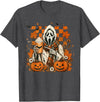 Halloween Pumpkin Ghost Autumn Leaves Graphic Cute Spooky Ghost Fall Halloween Coffee Latte Autumn Pumpkin T-Shirt - Dark
