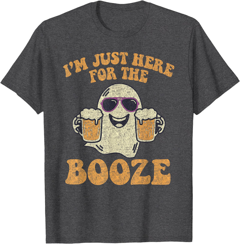 I'm Just Here For The Booze Halloween Beer T-Shirt - Dark Heather Grey
