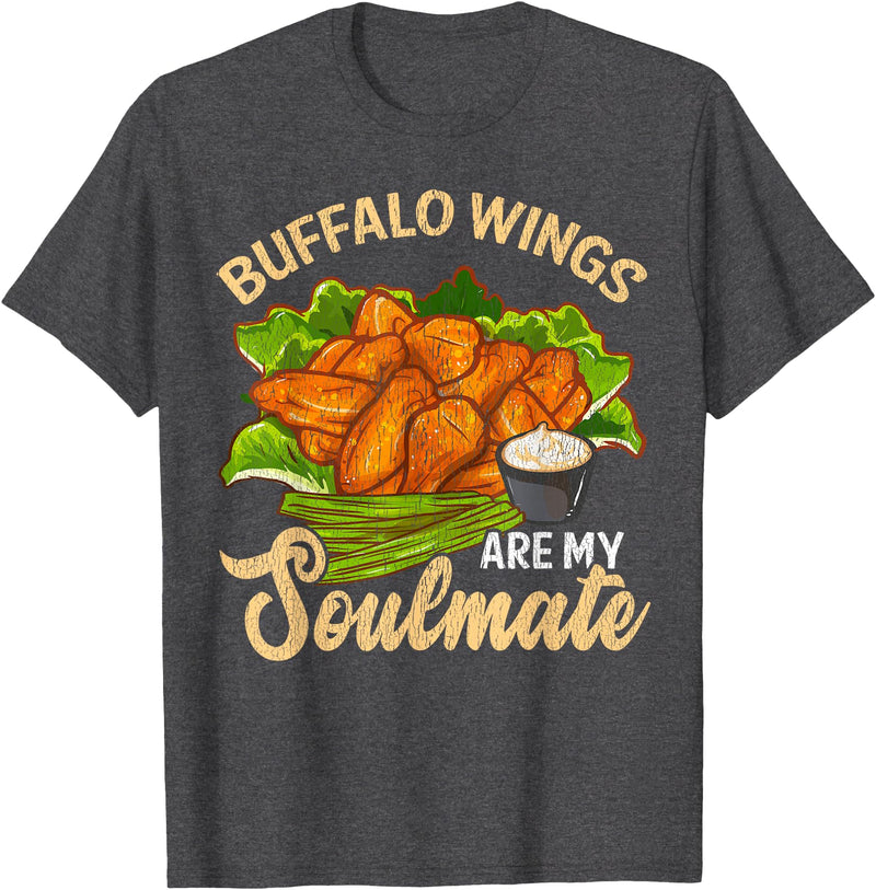 Bonafide Foodies Funny Buffalo Wings Chicken T-Shirt - Dark Heather Grey