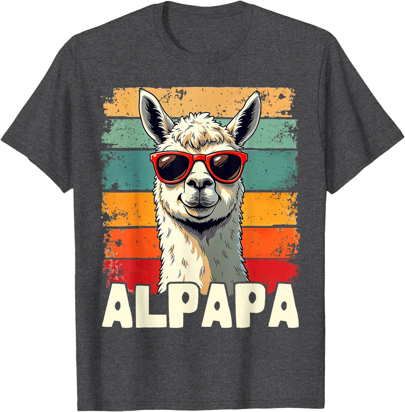 Retro Alpaca and Llama Fan tee for Dads ALPAPA Funny Dad Father's Day Alpaca and Llama Lovers T-Shirt - Dark Heather Grey
