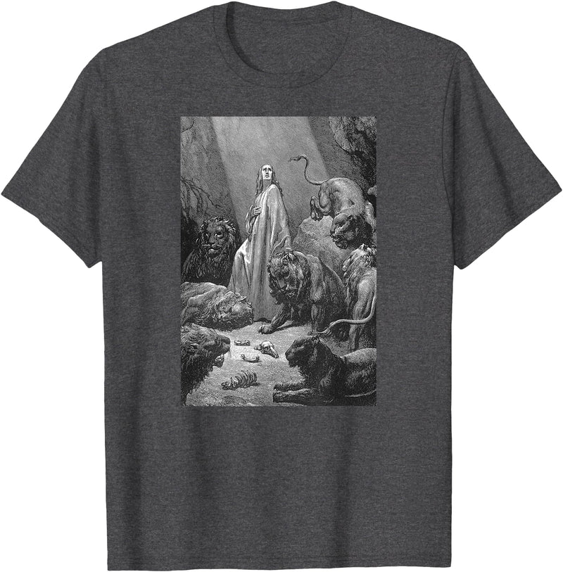 Urban Empyre Gustave Dore Daniel in the Lions Den T-Shirt - Dark Heather Grey