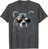 Forest Illustration Bear Art Nature Bear Wearing Sunglasses Wildlife Artwork Graphic Bear T-Shirt - Dark Heather Grey