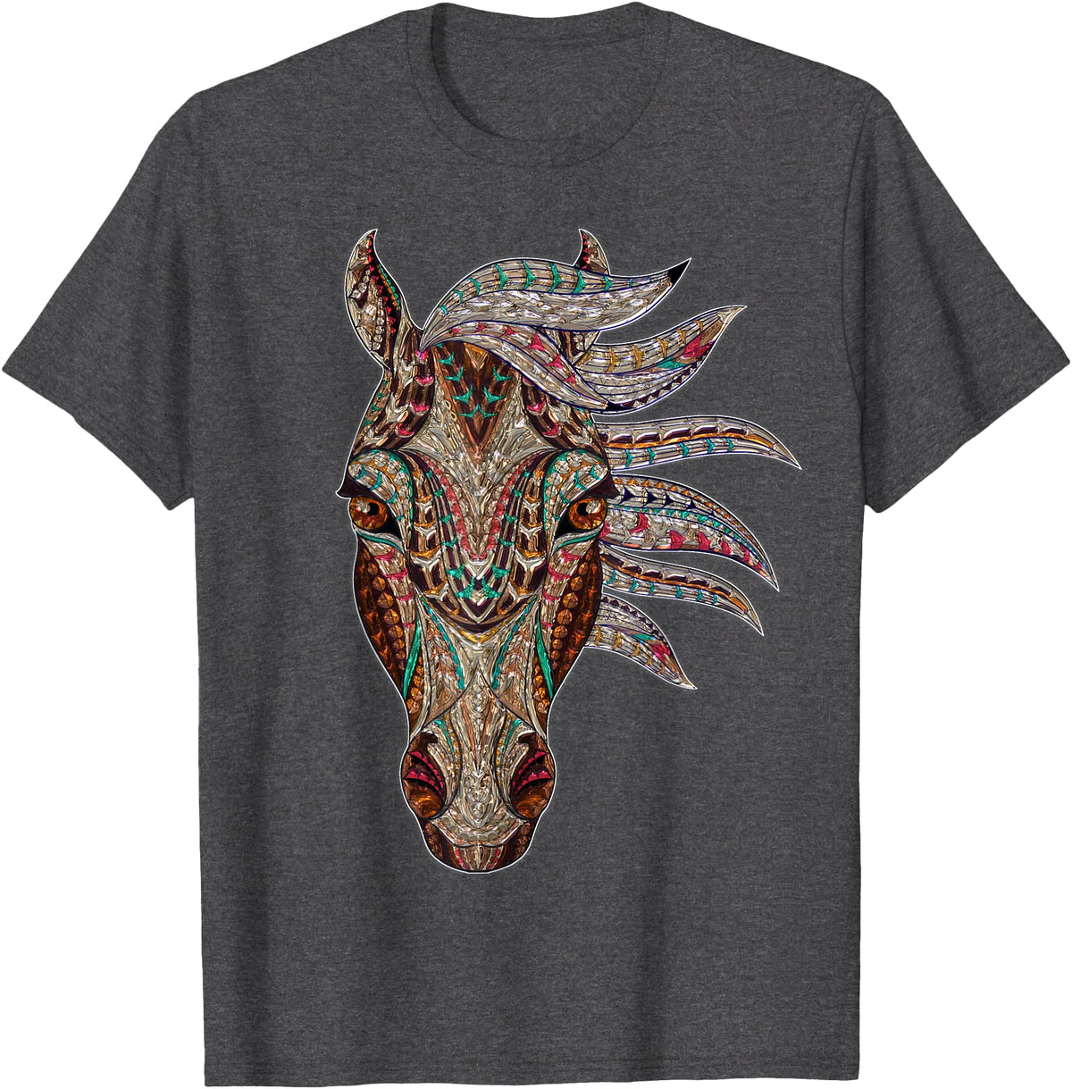 Horse Art Studios Horse Tribal Abstract Art Native American Style T-Shirt - Dark Heather Grey