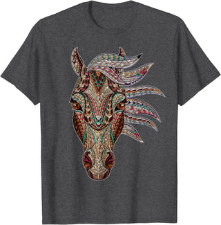 Horse Art Studios Horse Tribal Abstract Art Native American Style T-Shirt - Dark Heather Grey